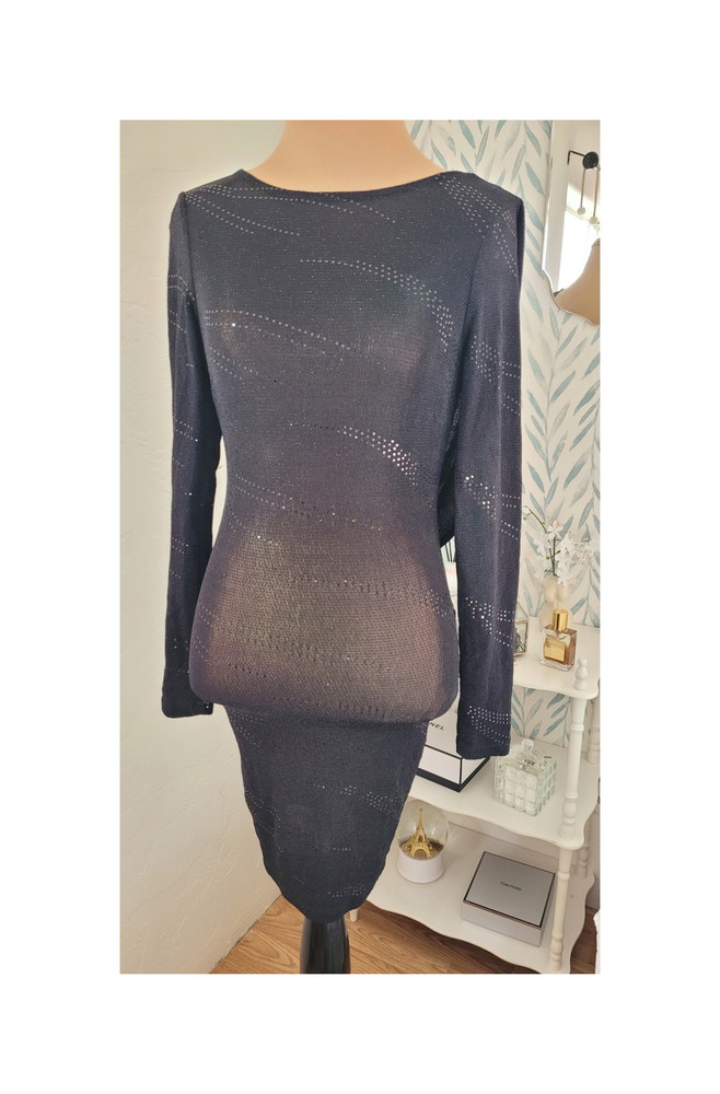 Windsor Black Long Sleeve Sparkle Dress